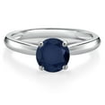 thumbnail image 3 of Gem Stone King 10K White Gold Blue Sapphire Solitaire Engagement Ring for Women | 1.10 Cttw | Round 6MM | Gemstone September Birthstone | Size 9, 3 of 6