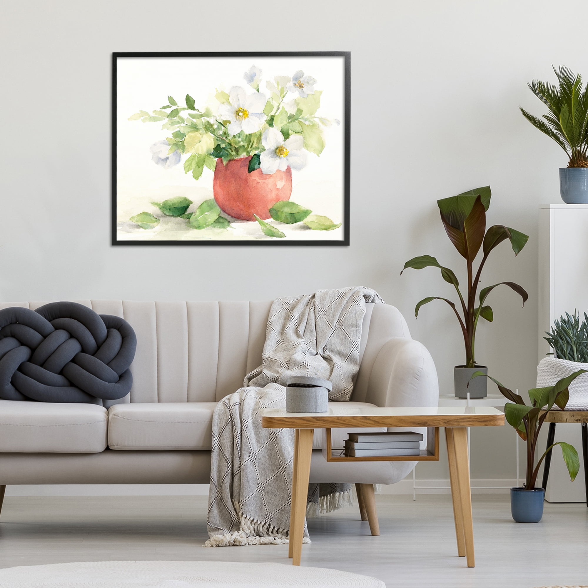 Stupell Industries White Anemones in Copper Vase Black Framed Giclee Art, design by Lanie Loreth