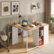 45.5" Computer Desk with 5 Side Storage Shelves, Writing Table Workstation for Home Office,Natural