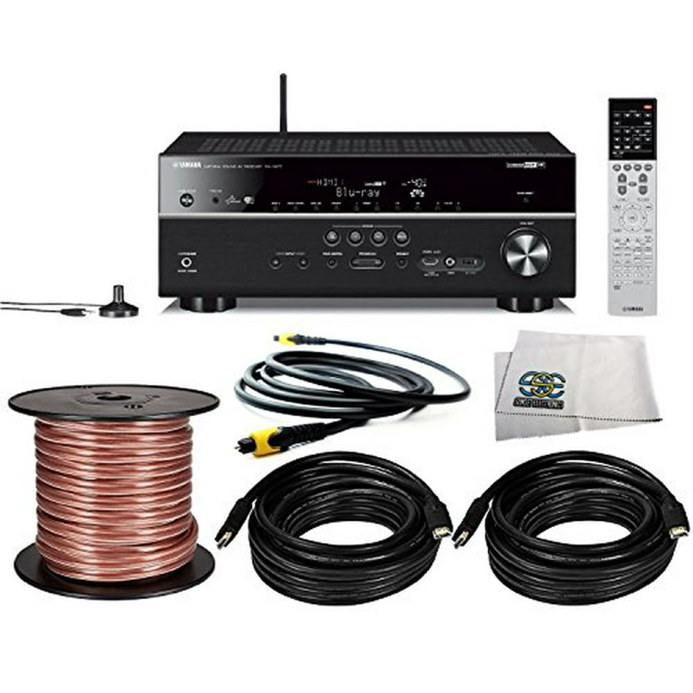 Yamaha RXV677 7.2channel WiFi Network AV Receiver with AirPlay + 50 Feet 14AWG Speaker Wire