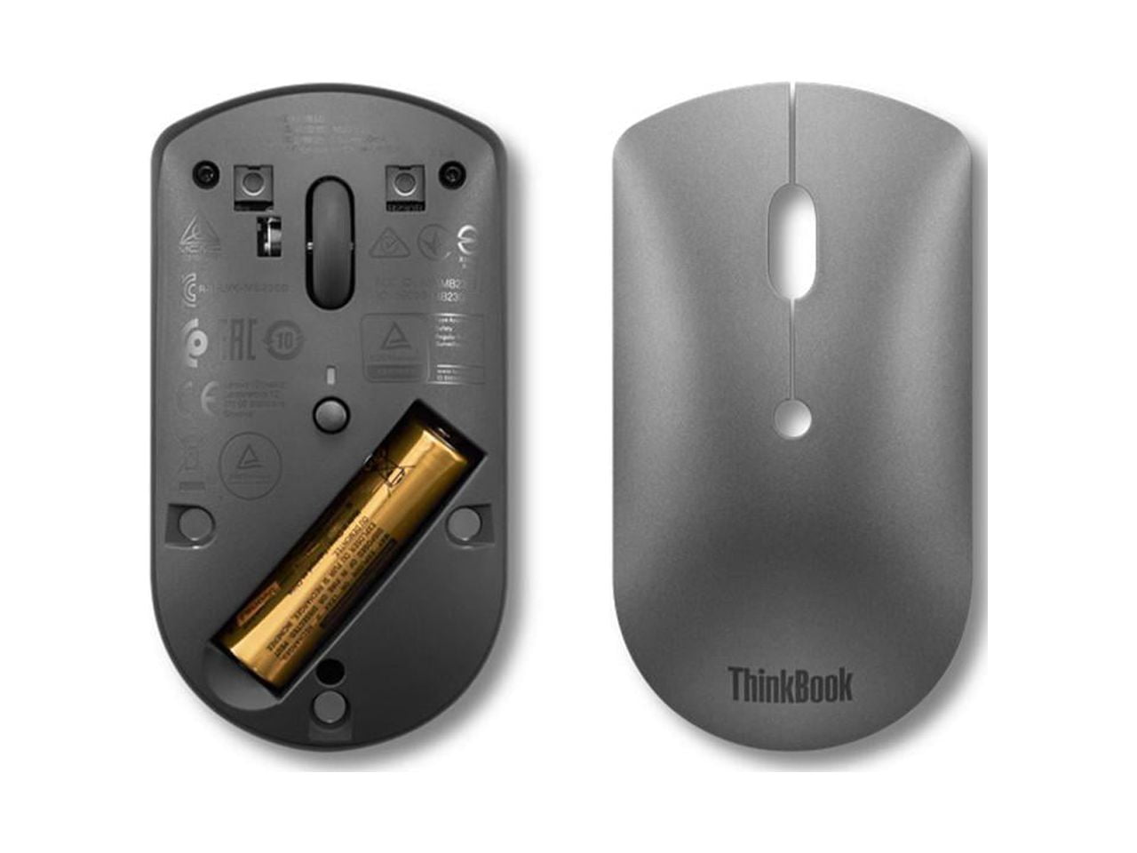 Lenovo ThinkBook Bluetooth Silent Mouse - Optical - Wireless - Bluetooth - Iron Gray - 2400 dpi - Scroll Wheel - 3 Button(s)