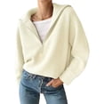 thumbnail image 1 of Suéter Informal Holgado de Punto Acanalado con Cuello en V y Larga para Mujer, con Cremallera de un Cuarto, para Invierno y Otoño Albaricoque M, 1 of 8