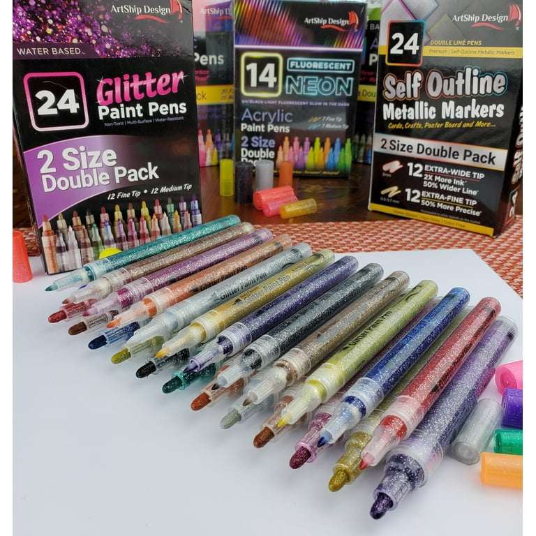 Glitter Metallic Paint Pens, Sparkle Water-Based Markers Pen, 12 Assorted  Colors Pen Set for Gr - Art Pens & Markers, Facebook Marketplace