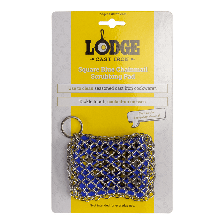 Lodge Square Chainmail Scrubbing Pad, Blue