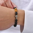 thumbnail image 4 of Natural Gemstone Beaded Men's Religious Cross Bracelet, Boys Teenagers Christian Gifts, Confirmation Baptism Gifts for Sons Grandsons Nephews, 4 of 5