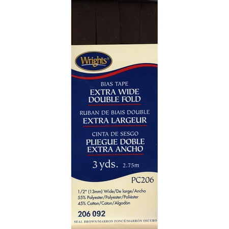 - Wrights Extra-Wide Double Fold Seal Brown Bias Tape, 3 Yd.