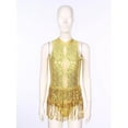 thumbnail image 6 of Miutii Women's Sparkle Sequin Fringed Backless Leotard Tassel Latin Jazz Dance Costume Dress Gold XL, 6 of 9