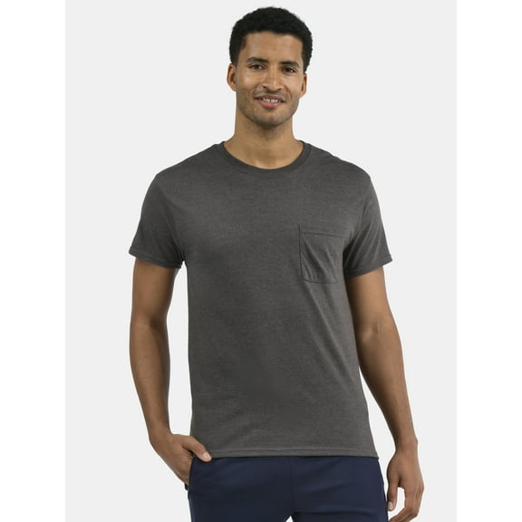 Athletic Works Men's and Big Men's Cotton Pocket Tee, Sizes XS-5XL and Tall Sizes