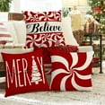 thumbnail image 7 of Uutvmp Merry Christmas Tree Decorative Throw Pillow Cover 17.7 x 17.7 Inch, Xmas Red Candy Canes Porch Patio Outdoor Pillowcase, Winter Holiday Holly Jolly Gifts Cushion Case Home Decor, 7 of 7