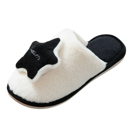 

Xboschi Womens Cozy Slippers Slippes For Women Fuzzy Memory Foam Flat Slide Slippers Comfy Shoes Star Moon Decoration