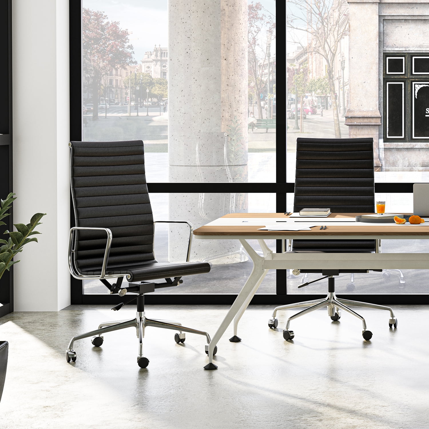 High Back Office Chair Ergonomic Office Chair Swivel Leather Task Chair with Lumbar Support,Adjustable Height,Black