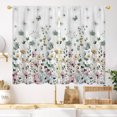 thumbnail image 1 of Watercolor Floral Kitchen Curtains 27.5W X 39L Inch 2 Panel Wildflower Spring Flower Small Short Cafe Tier Window Treatment Drapes Botanical Plant Leaves Pink Green for Bathroom Home Decor, 1 of 5