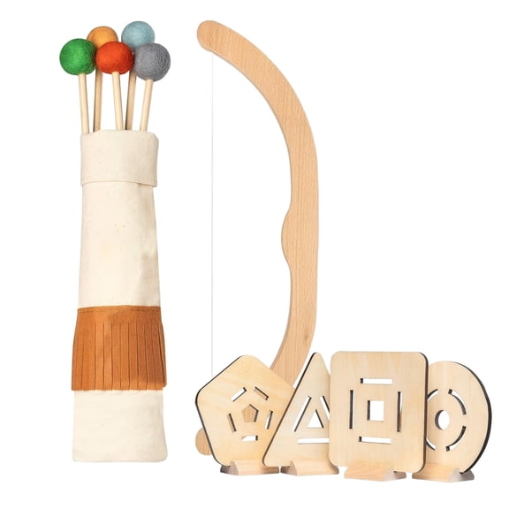 Kiewfjdk Bow and Arrow for Kids, Safe Wooden Kids Archery Set with 5 Foam Tip Arrows, 4 Targets & Canvas Quiver, Indoor Outdoor Play Toys for Boys Girls Toddlers Ages 3-8