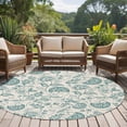 thumbnail image 2 of Farmhouse Turquoise Floral Washable Round Area Rug 8 ft, Linen Boho Flower Rustic Country , Soft Non Slip Rugs Stain Repellent Indoor Felt Carpet for Living Dining Room Bedroom Home Office, 2 of 9