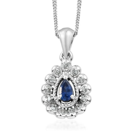 Sterling Silver Jewelry For Women Chain Pendant Necklace 925 Sterling Silver Premium Blue Sapphire Zircon Gift Jewelry for Women Size 20
