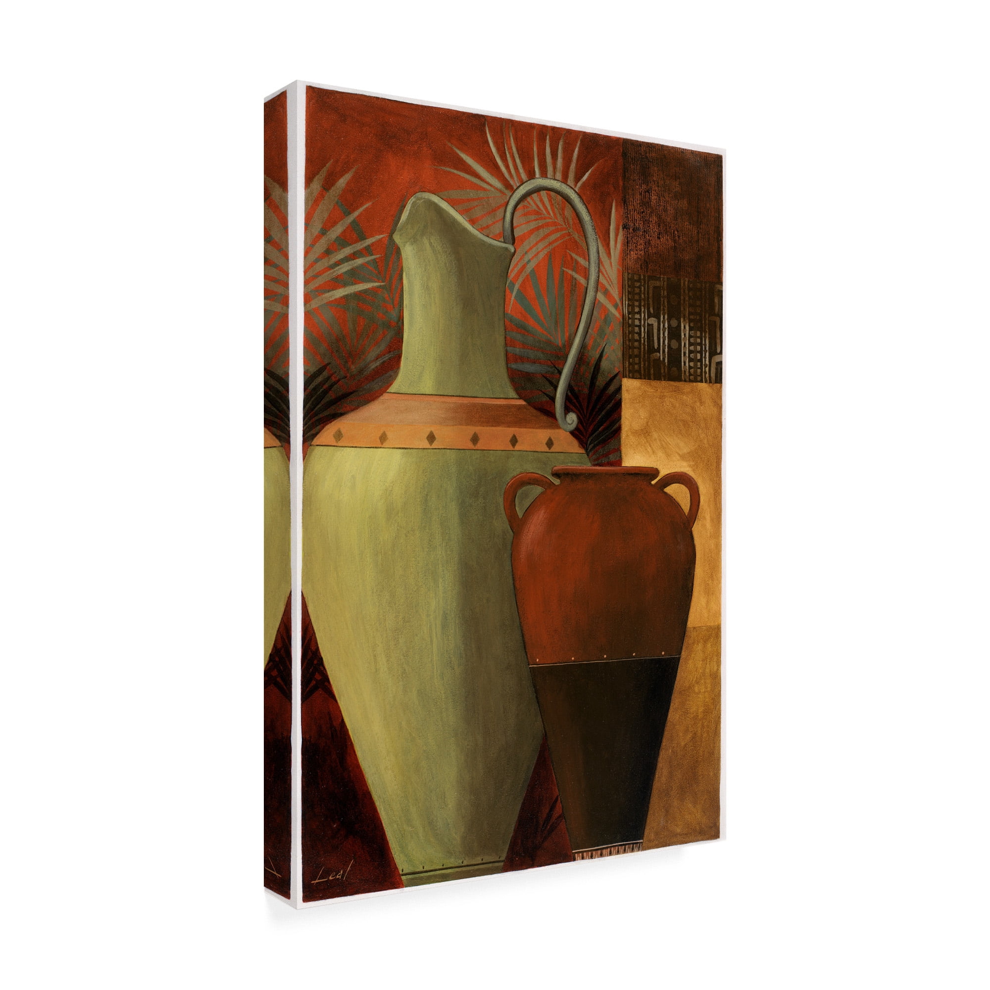 Trademark Fine Art 'Vase Over Geometric Background 2' Canvas Art by Pablo Esteban