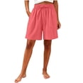 thumbnail image 3 of Women's Elastic Drawstring Casual Pajama Shorts, Regular Waist Loose Fit Comfy Loungewear Shorts with Side Pockets, Lightweight Breathable Sleep Shorts for Home Workout Daily Wear S-3XL, 3 of 7