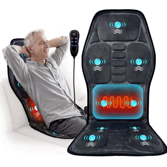 HOMEMASSA Massage Seat Cushion Chair Pad for Home Office Car with 7 Vibration Massage,Vibration Back Massager with Heat,Black, Gifts