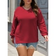 thumbnail image 3 of DOKOTOO Plus Size Sweatshirts for Women Long Sleeve V Neck Oversized Drop Shoulder Solid Pullover Tops(1X-5X), 3 of 7