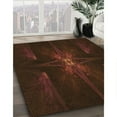 thumbnail image 3 of Ahgly Company Tapis Rond Lavable en Machine Intérieur Transitionnel Rouge Brun, 5 Pieds Rond, 3 of 7