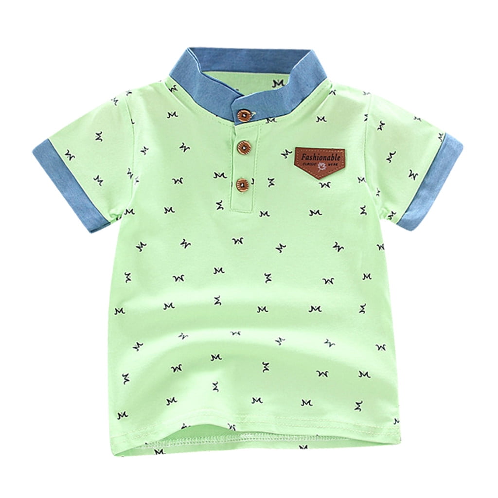 ZHUASHUM Toddler Kids Baby Boys Print Letter Gentleman Button Shirt ...