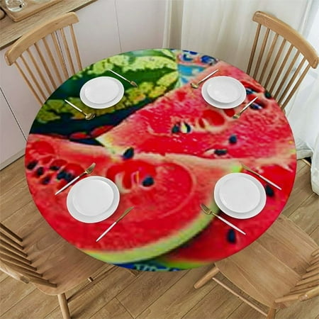 

TIAOTIAOHOU Watermelon Slices Round Table Cover 100% Polyester Fiber - Table Cloth for Home Decoration 42-46