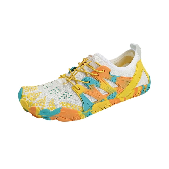 Xfvqtps Water Shoes Men Quick-Dry Aqua Shoes for Beach Pool Lace up Mesh Breathable Slip on Summer Barefoot Swim Shoes