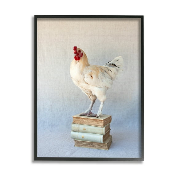 Stupell Industries Hen Vintage Novel Tomes Bird Standing on Literature,11 x 14, Design by Tania Soderman