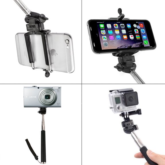 Monópode selfie Stick 3 en 1 de 36 cm de alcance para smartphone GoPro