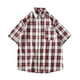 thumbnail image 1 of Mens Manga Corta Botón Abajo Camisas Cuadrado Gira-Abajo Cuello Casual Blusa, Camisas de Hombre Casual, 1 of 8