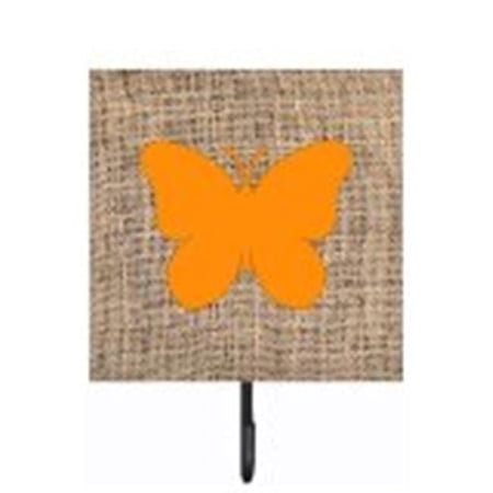 Carolines Treasures BB1047-BL-OR-SH4 Butterfly Burlap And Orange Leash Or Key Holder