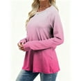 thumbnail image 4 of Long Sleeve Shirts for Women Color Block Gradient Tops Casual Crewneck Basic Tees Spring Fall Fashion Outfits, 4 of 6