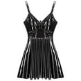 thumbnail image 5 of Vestido de látex con charol para mujer, minivestido con cierre de cremallera en la espalda, remaches con anilla en O, aspecto mojado, estilo gótico punk para discoteca, 5 of 5
