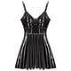 thumbnail image 5 of Vestido de látex con charol para mujer, minivestido con cierre de cremallera en la espalda, remaches con anilla en O, aspecto mojado, estilo gótico punk para discoteca, 5 of 5