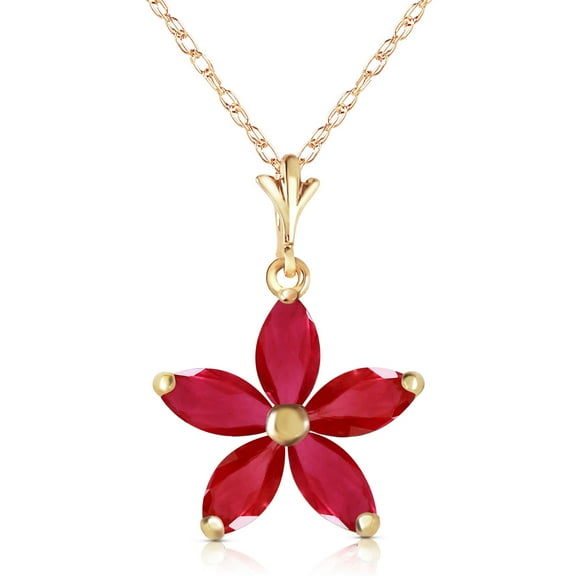 Galaxy Gold GG 14K Yellow Gold 1.4 Carat Ruby Pendant Necklace - July Birthstone - Passion & Protection - 16" to 24" - Fine Jewelry for Women