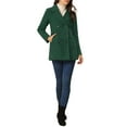 thumbnail image 2 of INSPIRE CHIC Women's Pea Coat Double-Breasted Notch Lapel Mid-Thigh Winter Coat L Army Green, 2 of 6