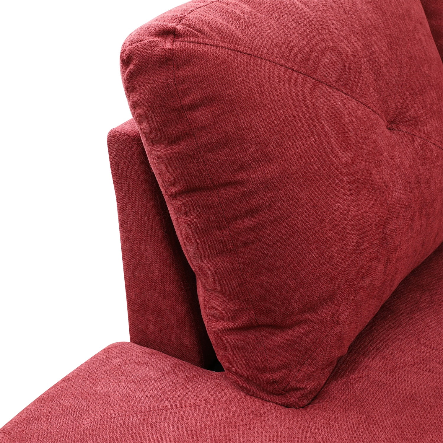 Hommoo Flannelette 4-Seat L-Shape Sectional Couch Sofa, Living Room Furniture Sets, Red(No Ottoman)