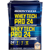 BodyTech Whey Tech Pro 24 Protein Powder Protein Enzyme Blend with BCAA's to Fuel Muscle Growth Recovery, Ideal for PostWorkout Muscle Building Strawberries Cream (12 Packets)