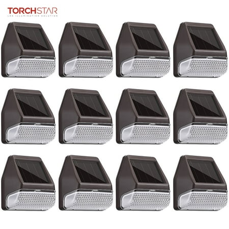 

TORCHSTAR 12 Pack Dusk-to-Dawn LED Solar Fence Lights for Patio Backyard 4000K Cool White Oil Rubbed Bronze