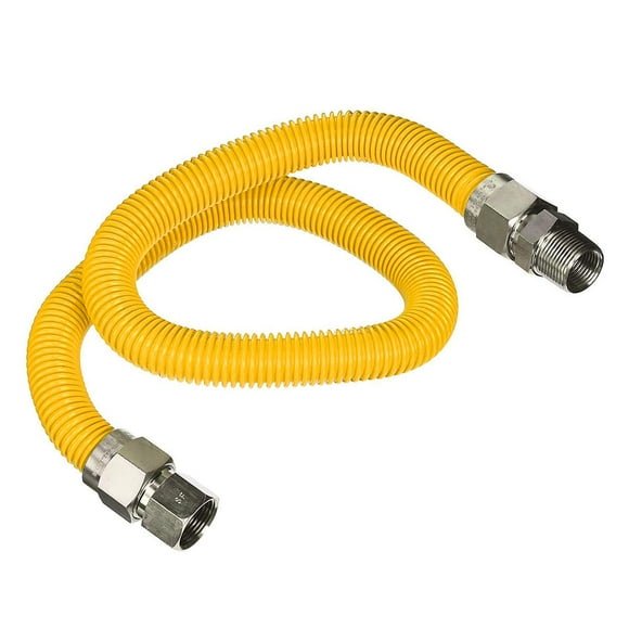 Highcraft GUHD-ZD12-24L Gas Line Hose 5/8'' O.D. x 24'' Length with 1/2 in. x 3/4 in. MIP Fitting, Yellow Coated Stainless Steel Flexible Connector, 24 Inch