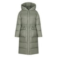 thumbnail image 5 of Lovskoo 2024 Womens Winter Coats Hooded Quilted Jacket Loose Long Sleeve Cotton-Padded Jacket Long Frock Coat Olive Green, 5 of 6
