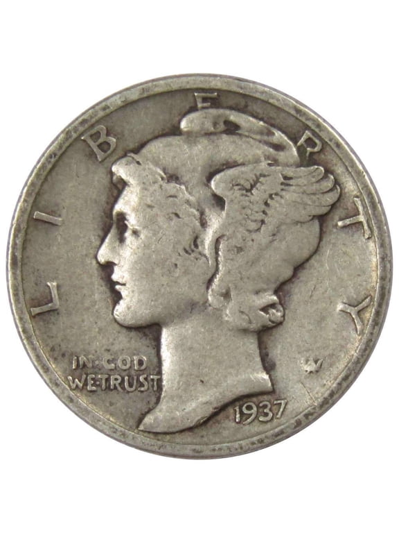 Collectible 1937 D Mercury Silver Dime Circulated 10c Coin Collectible