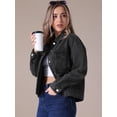 thumbnail image 2 of Unique Bargains Women's Button Down Cargo Pockets Denim Western Outfits L Black, 2 of 7