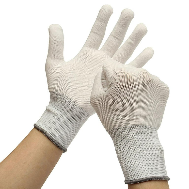 Set of 6 Pairs Cotton Gloves, Wrap Anti-Static Applicator Gloves for Car Auto Winter Car Wrap Sticker Window Film, Size: 22.5x12cm, White
