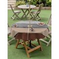 thumbnail image 5 of Outdoor Tablecloth with Umbrella Hole, Brown Grey Spillproof Waterproof Outdoor Table Cover, Vintage Stripe Farmhouse Wood Grain Ombre Patio Tablecloths for Party/Garden/Picnic, Round 54 inch, 5 of 9