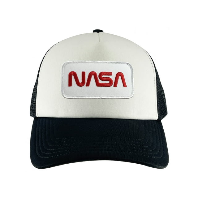 Gravity Threads Nasa Patch Adjustable Trucker Hat - White Patch - Black/White