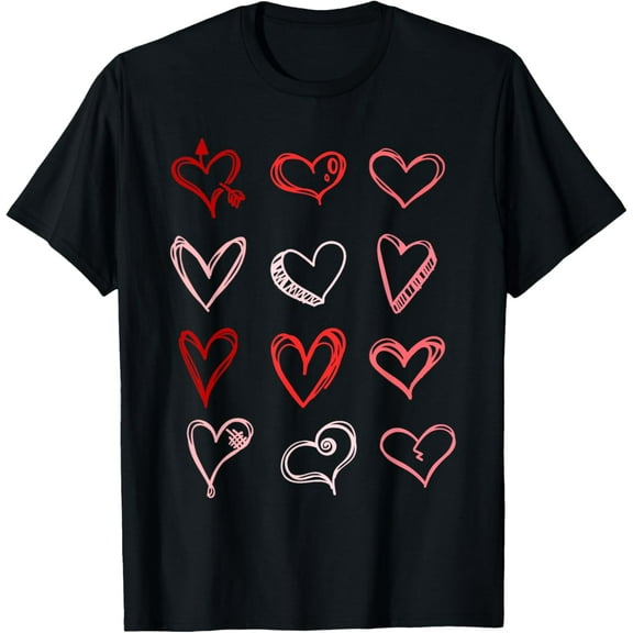 Hearts Pattern Valentines Day Cute Love V-Day Pajama T-Shirt Casual Short Sleeve Shirt