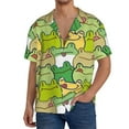 thumbnail image 3 of Sigee Cartoon Frog Print Men's Shirts Casual Button Down Short Sleeve Summer Beach Shirt Hawaiian Vacation Shirts Tee Shirt-Large, 3 of 7