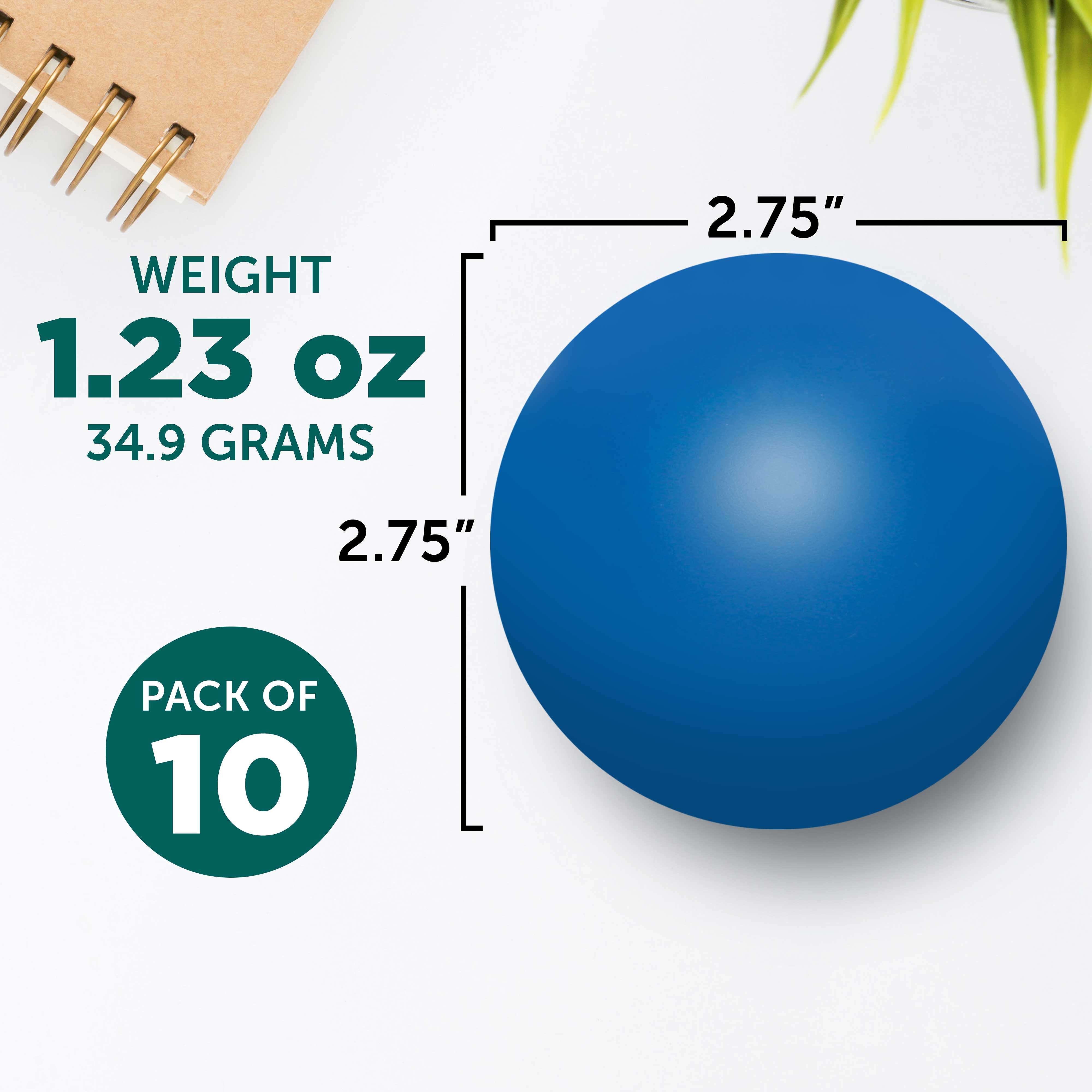 Stress Balls for Adults Set of 10, Bulk Pack - Hand Exercise, For Your Desk, Office or Home - Blue