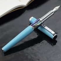 Xezo Speedmaster® Sky Blue Brass Fountain Pen (Exta Fine Nib) - With Paua Abalone